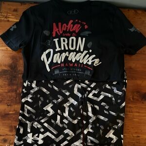 Youth medium Under Armour, the Rock T-shirts, and under armor athletic shorts